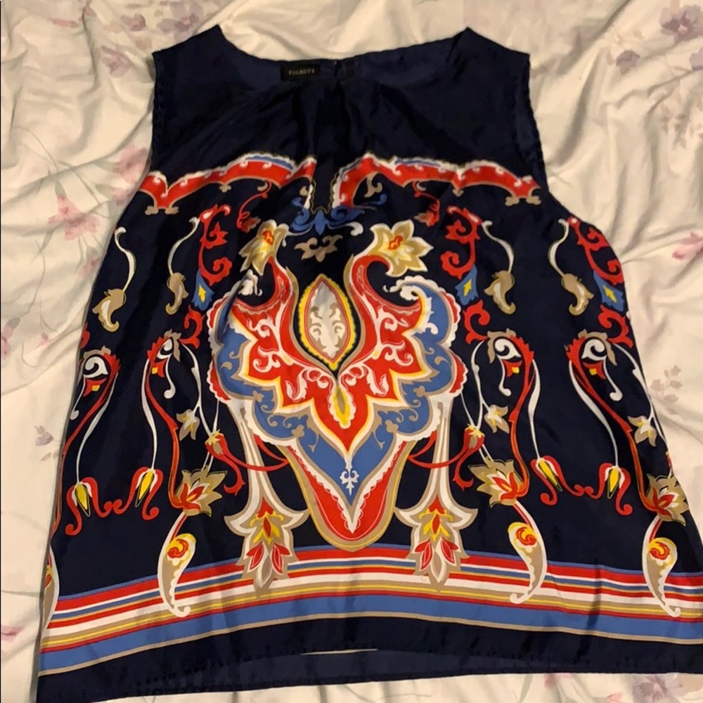silk dark blue tank top